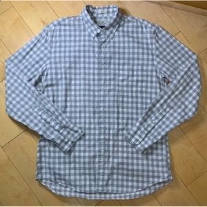 J. Crew mens large slim fit secret wash white + gray check button up long sleeve